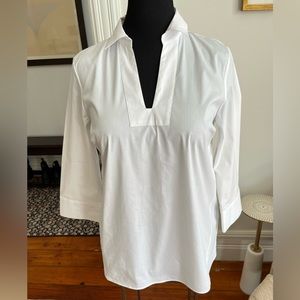 BROOKS BROTHERS, Women’s classic cotton-blend tunic. NWT, white in size medium